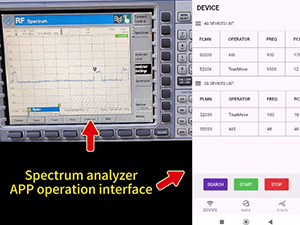 The display effect of a pseudo base station accessing a spectrum analyzer